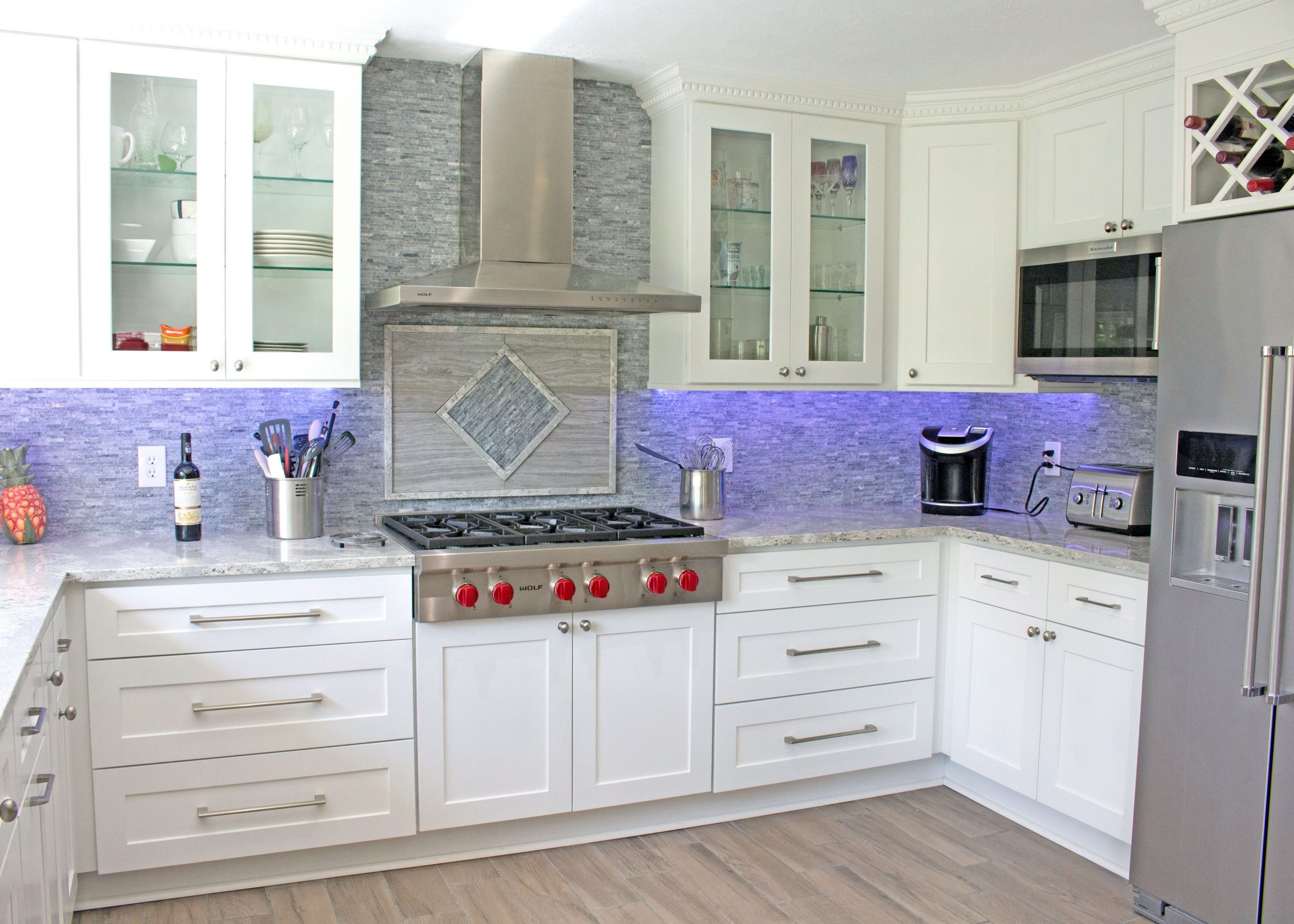 Shows Custom Lighting in the Kitchen